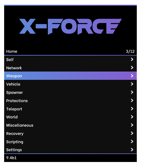 X-Force menu preview